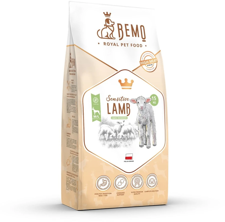 BEMO Sensitive ėriena Medium/Large Mono - sausa šunų dieta - 15 kg