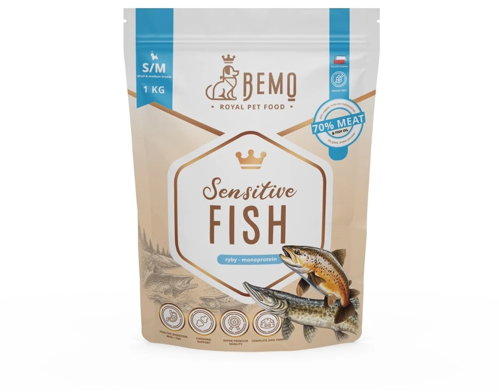 BEMO Sensitive žuvis Small/Medium Mono - sausa šunų maistas - 1kg