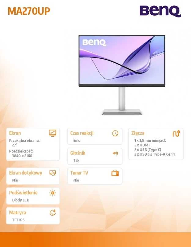 Monitorius BenQ MA270UP - 60Hz | 4K | IPS | 27"
