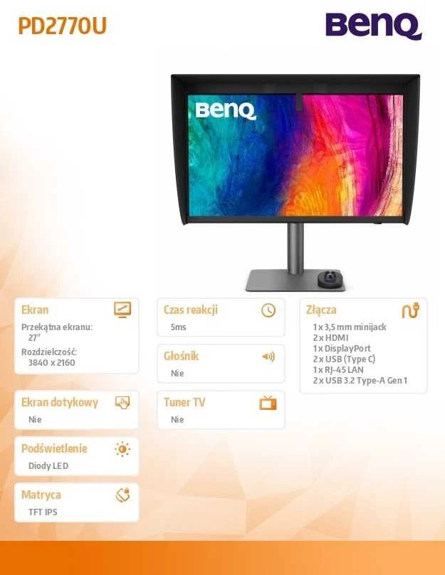Monitorius BenQ PD2770U - 60 Hz | 4K | IPS | 27"