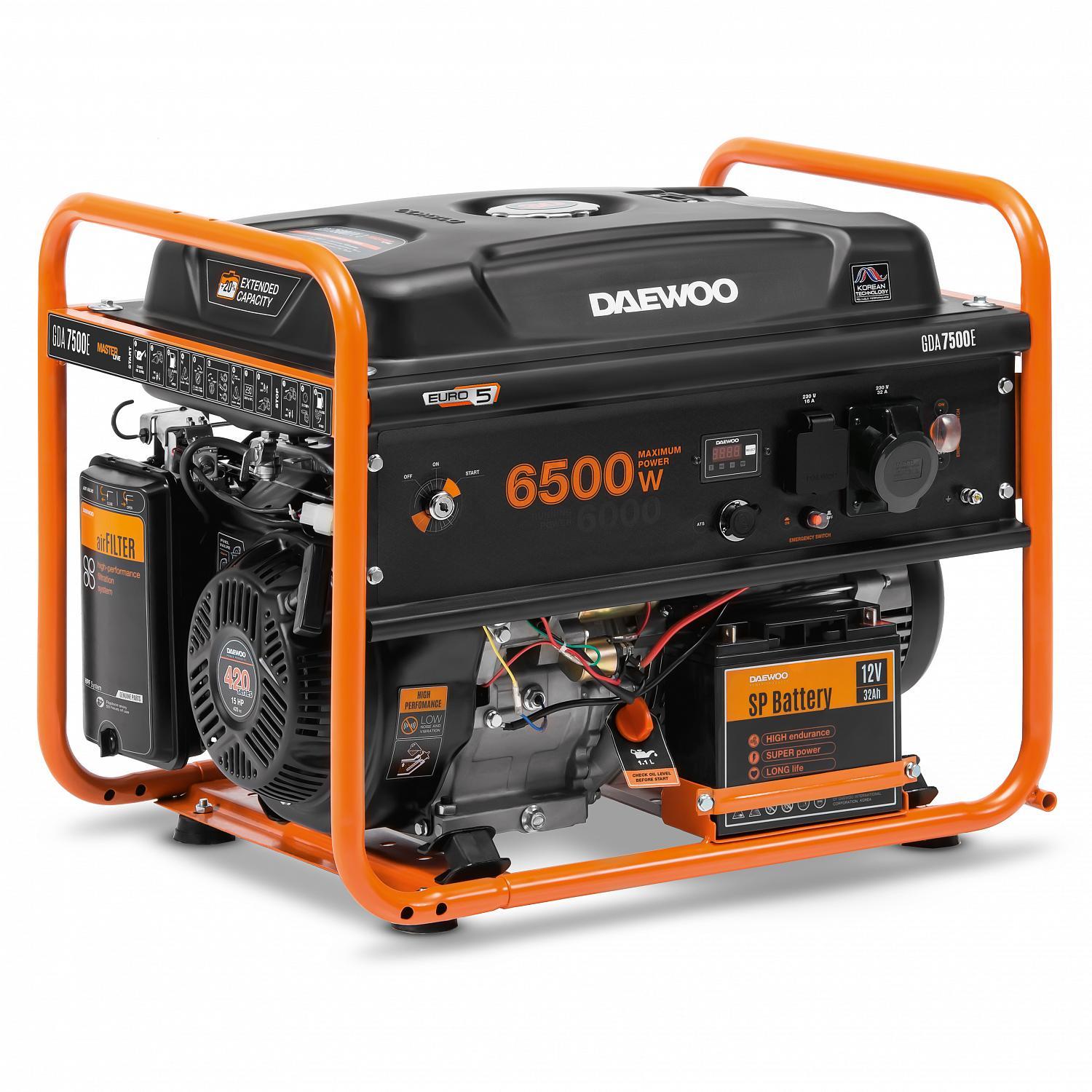 Daewoo vienfazis benzininis generatorius GDA 7500E 6500 W el. starteris