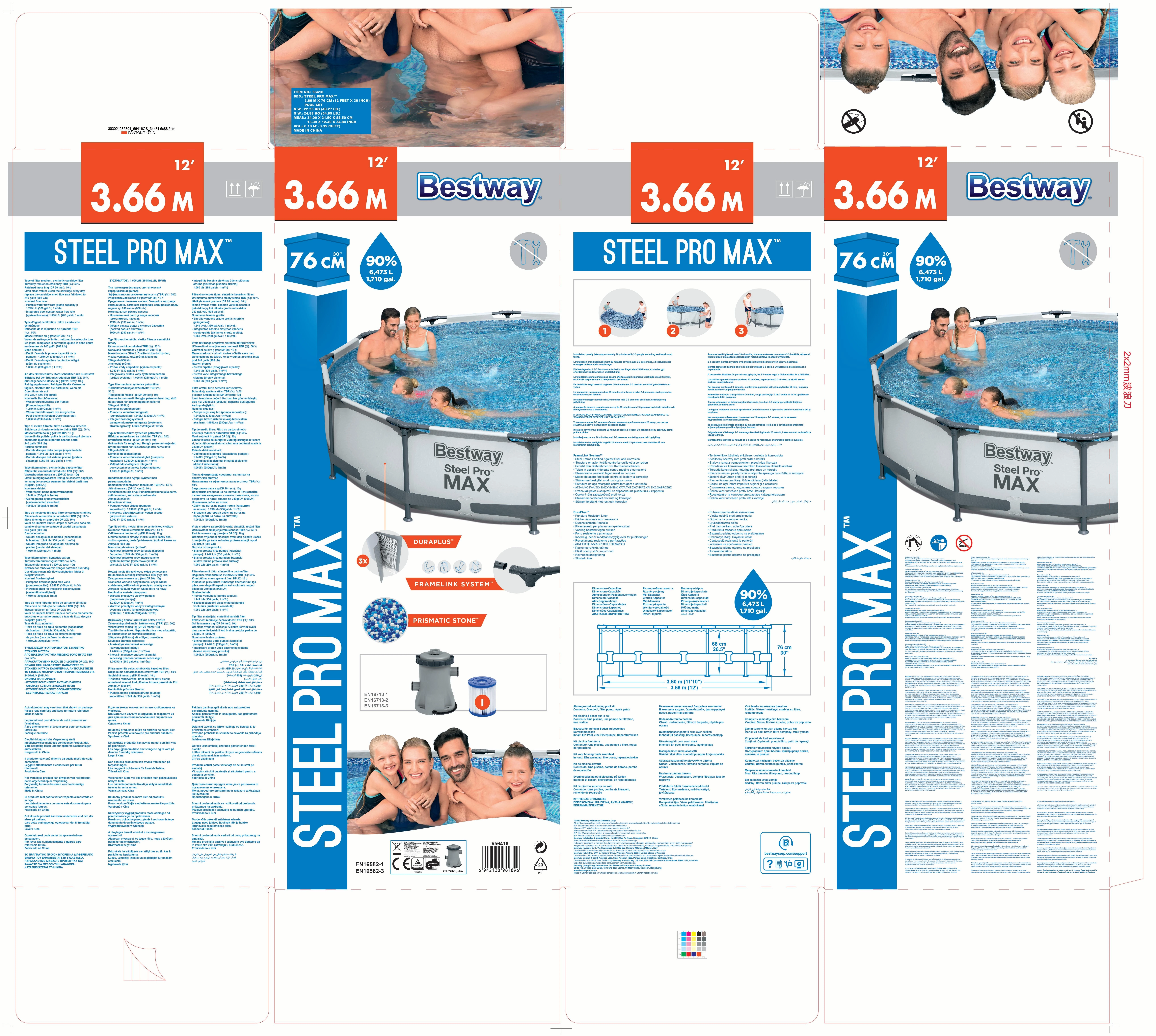 Bestway karkasinis baseinas 366cm Steel Pro Max (56416)