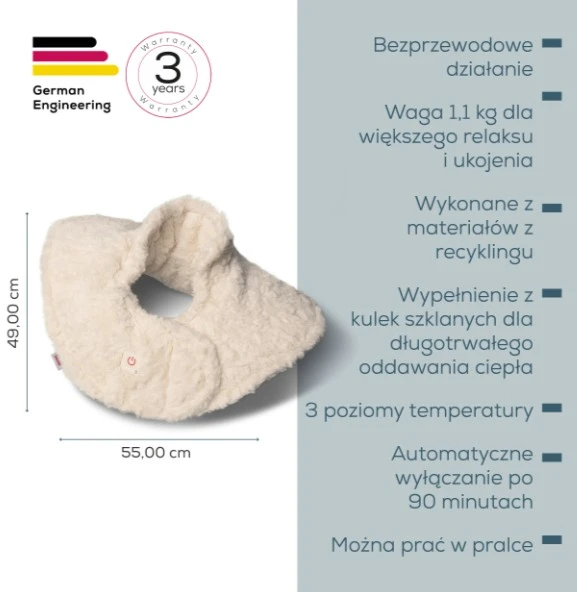 Beurer Šildantis pagalvėlė ant pečių HK165 Huggy kreminės spalvos