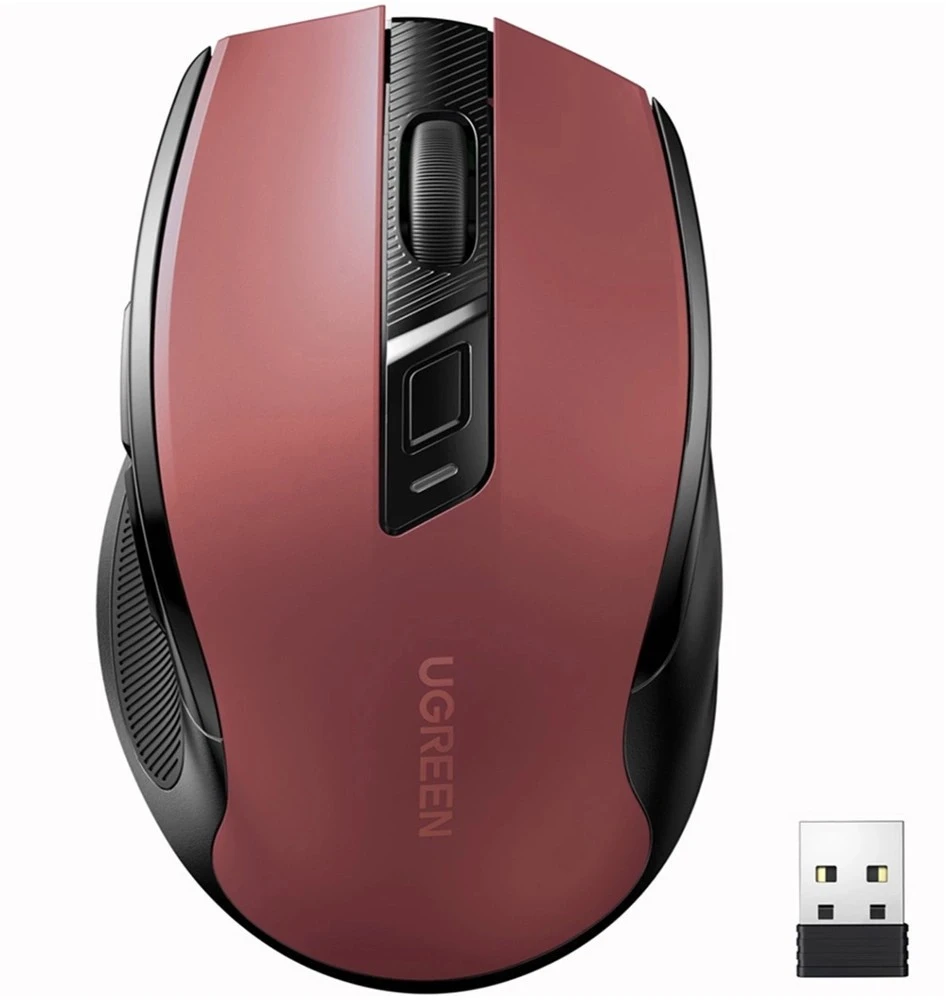 Ugreen MU006 belaidė optinė pelė USB 2.4GHz / Bluetooth 5.0 4000 DPI - raudonos spalvos