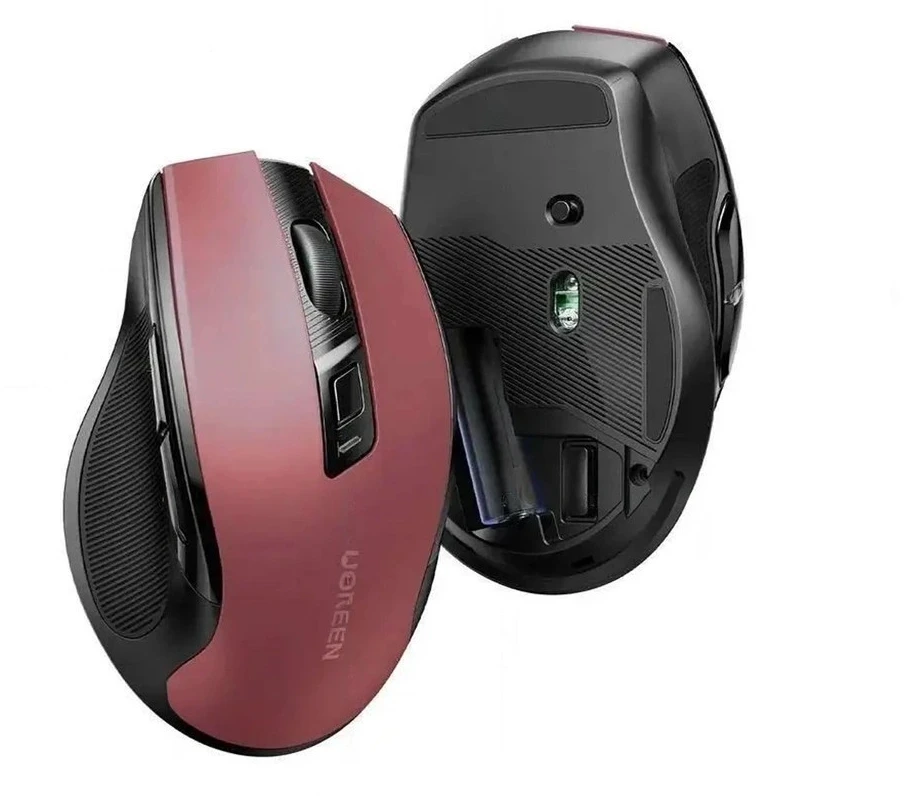 Ugreen MU006 belaidė optinė pelė USB 2.4GHz / Bluetooth 5.0 4000 DPI - raudonos spalvos