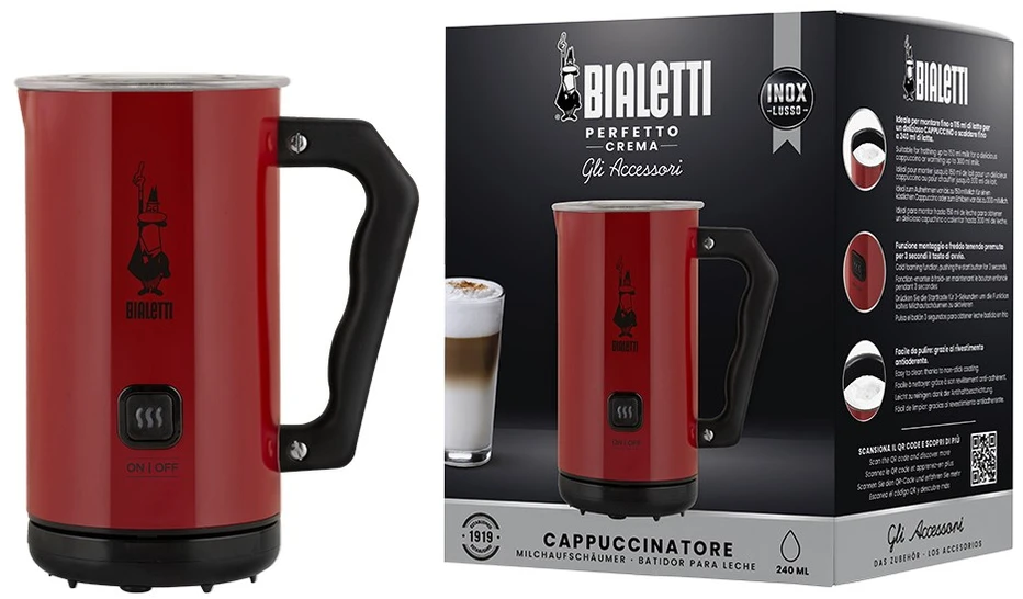 Bialetti milk frother mkf02 rosso elektrinis spieniacz do mleka