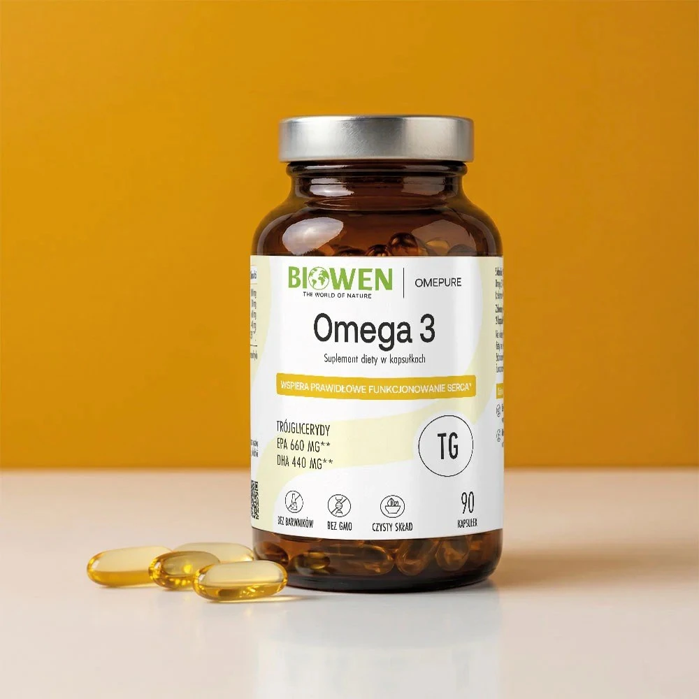 BIOWEN Omega 3 - 660 mg EPA, 440 mg DHA – food supplement for humans – 90 capsules