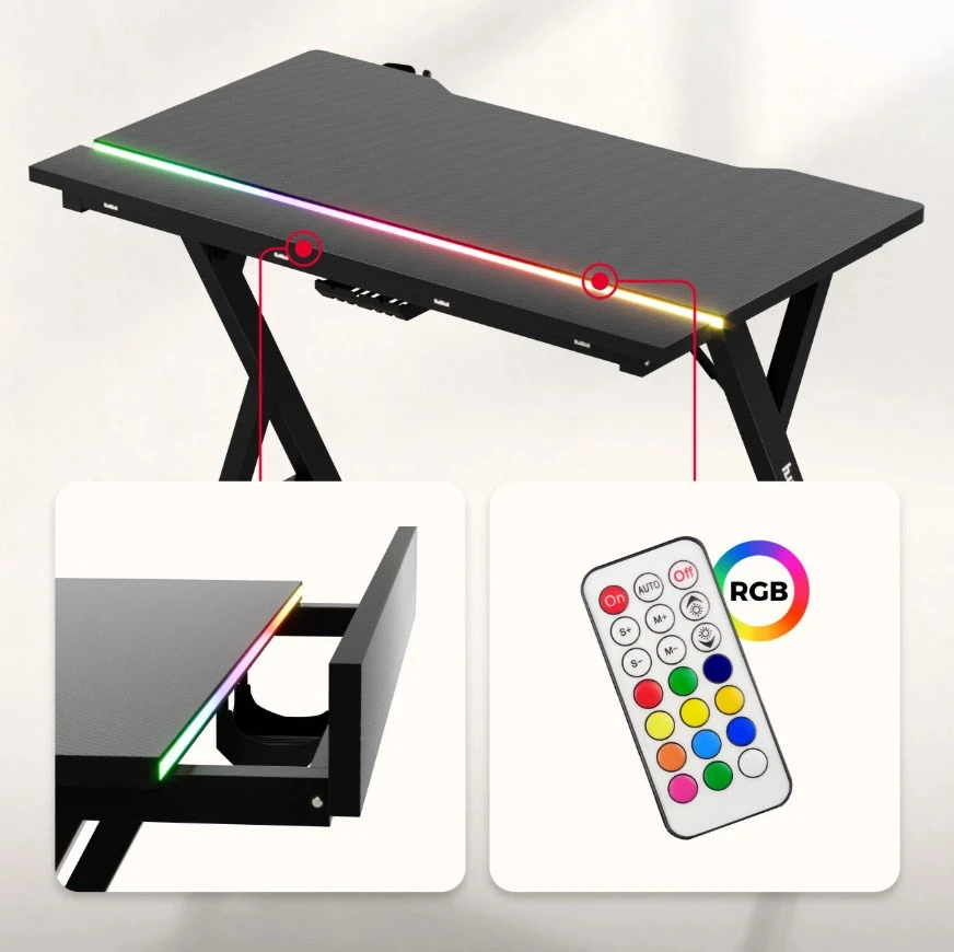 Gaming Desk Huzaro Hero 2.4 RGB Juodas
