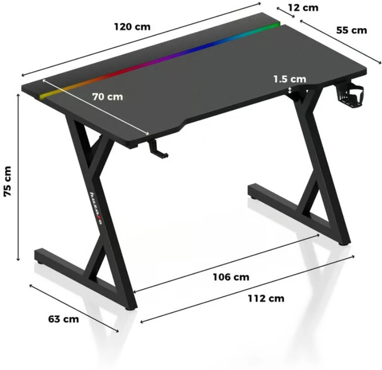 Gaming Desk Huzaro Hero 2.4 RGB Juodas