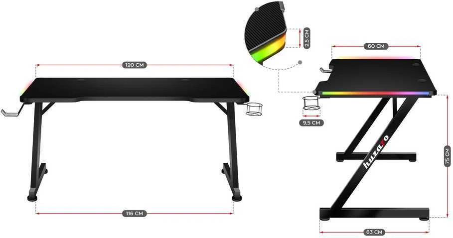 Biurko žaidimams huzaro hero 2.5 rgb