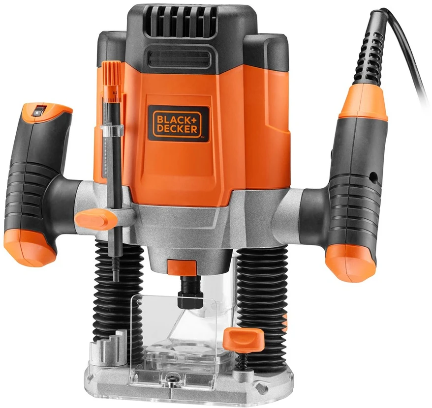 Black & Decker Elektrinė freza KW1200EKA 1200W, lagaminas + 6 frezavimo antgaliai