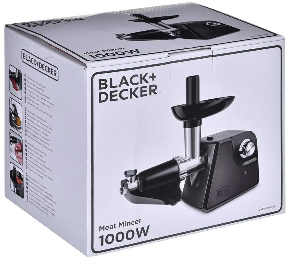 Mėsmalė Black & Decker Juodas & Decker skustuvas mėsai malti Juodas+DECKER BXMMA1000E ES9150020B (1000W, pilka spalva)