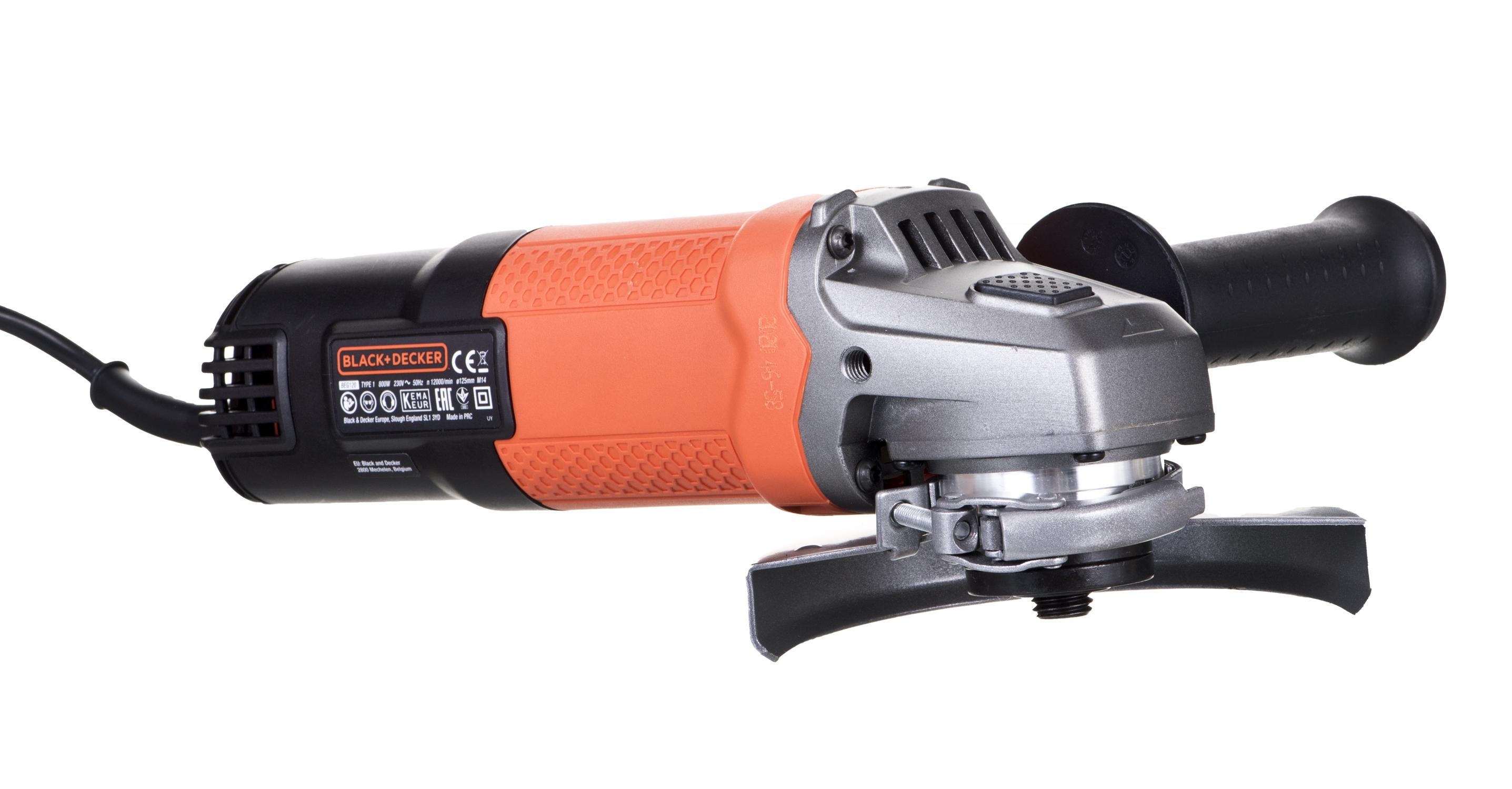 Black & Decker Juodas + DECKER 125 mm 800 W kampinis šlifuoklis BEG120-QS