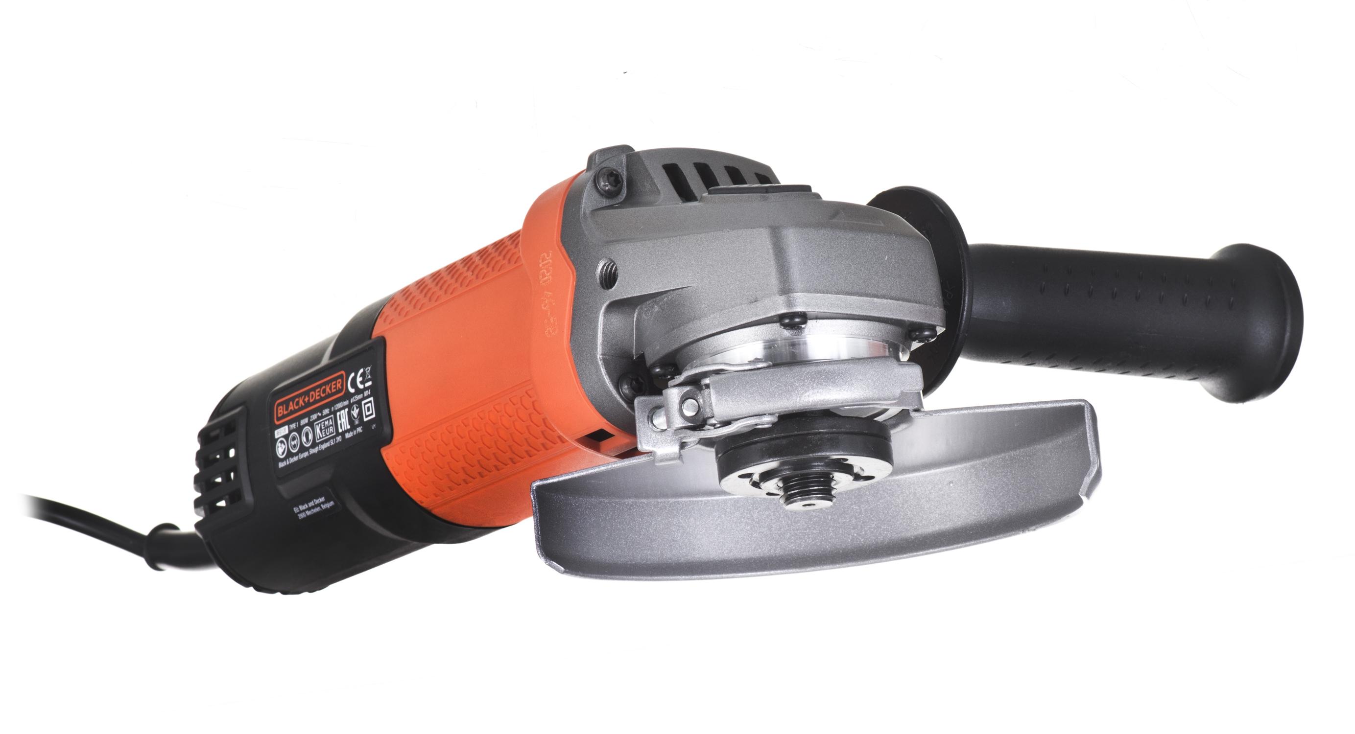 Black & Decker Juodas + DECKER 125 mm 800 W kampinis šlifuoklis BEG120-QS