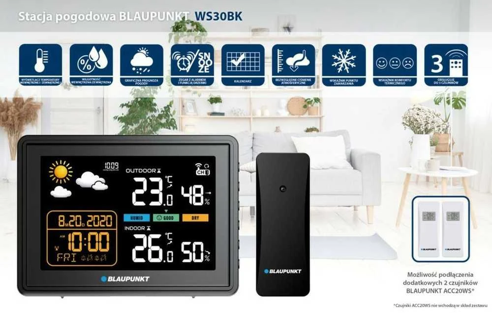 Blaupunkt WS30BK orų stotelė, juoda