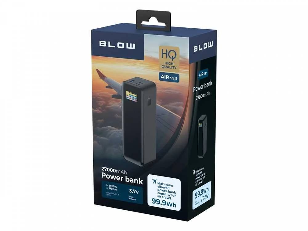 „Blow“ išorinė baterija 27000 mAh PD 140 W, juoda, air99.9
