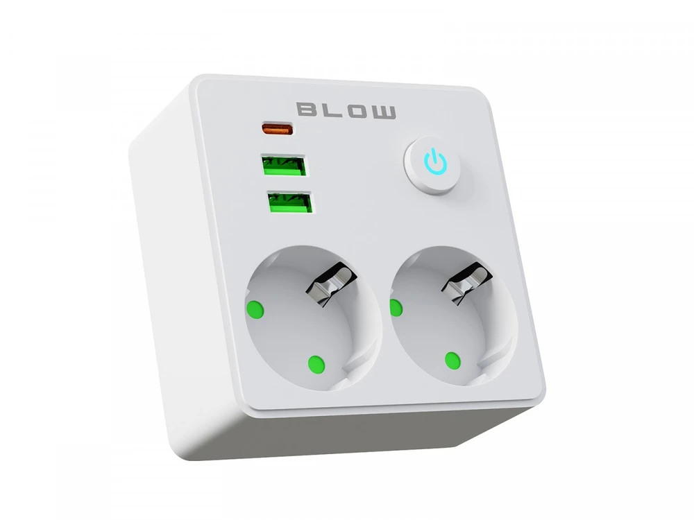 Blow Skirstytuvas R-20 PR 2 LIZDAI + 2 USB + USB-C, juodas