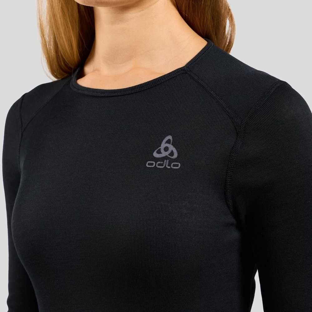 Odlo BL TOP apvalia kaklo iškirpte ilgomis rankovėmis ACTIVE WARM ECO moteriški marškinėliai, dydis M, juodas