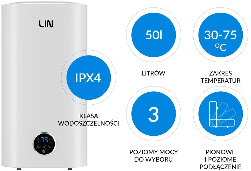 lin Elektrinis vandens šildytuvas E7BF4 7996C baltas