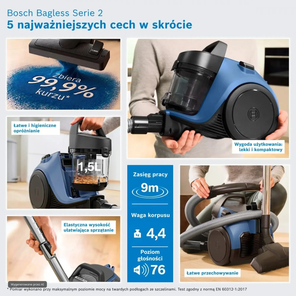 Bosch Dulkių siurblys be maišelio serie 2 bgc05lbu2