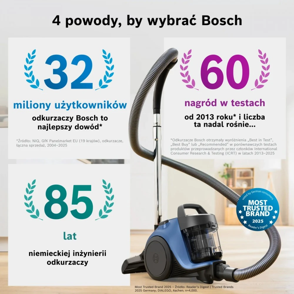Bosch Dulkių siurblys be maišelio serie 2 bgc05lbu2