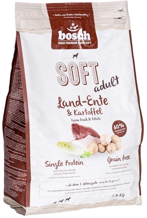 bosch Dog Adult HPC Soft Plus FARM DUCK (begrūdis, vieno baltymo) 2,5kg
