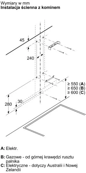 Bosch DWB67DN60 gartraukis Wall-mounted Juodas