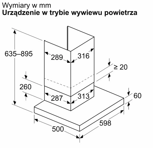 Bosch DWB67DN60 gartraukis Wall-mounted Juodas