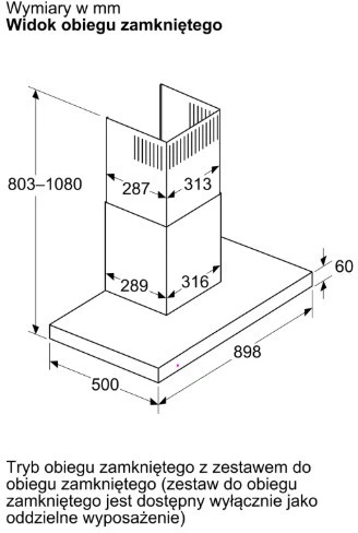 Bosch Serie 4 DWB95CC60 gartraukis Wall-mounted Juodas 594 m³/h