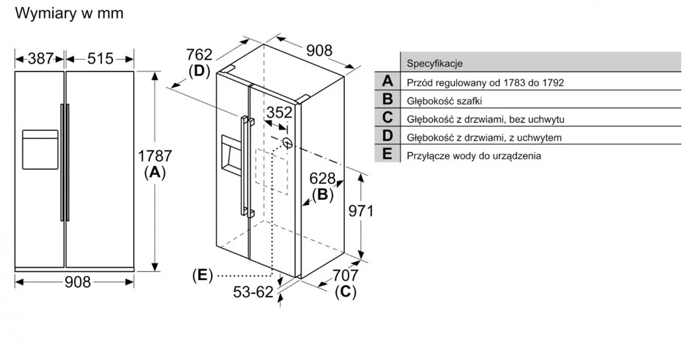 Bosch Serie 6 KAD93ABEP side-by-side šaldytuvas Freestanding 562 L E Juodas