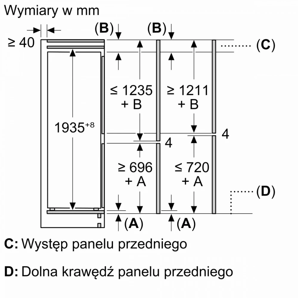 Šaldytuvas Bosch Serie 4 lodówko-šaldiklis įmontuotas 381 l (KBN96ADD0)