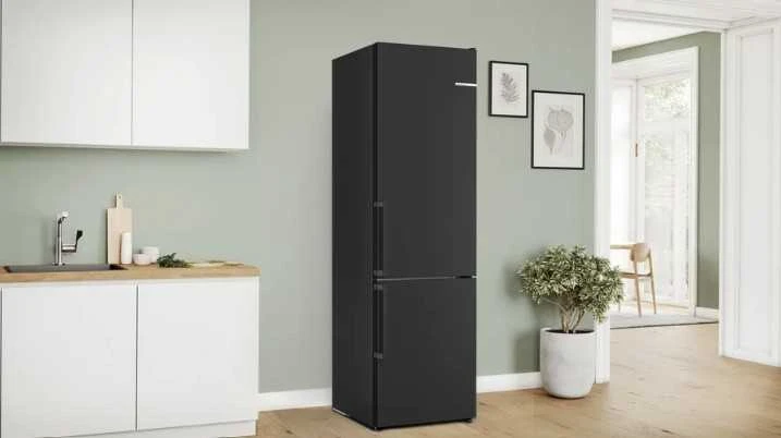 Bosch KGN39VXBT Serija 4, Laisvai statomas šaldytuvas-šaldiklis su šaldiklio skyriumi apačioje, 203 x 60 cm, Juodas stainless steel