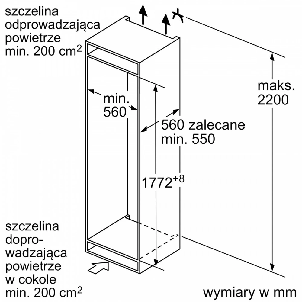 Įmontuojamasis šaldytuvas Bosch KIV87NSE0 177cm.