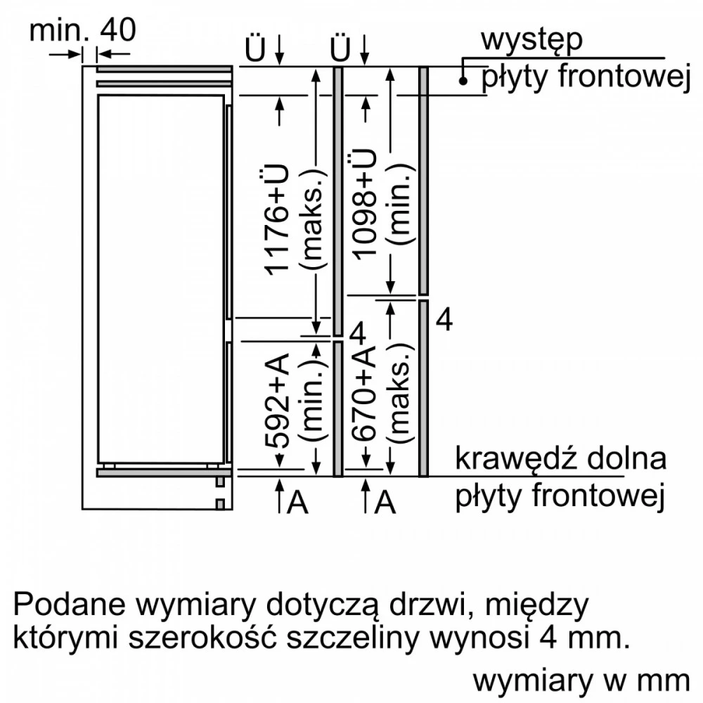 Įmontuojamasis šaldytuvas Bosch KIV87NSE0 177cm.