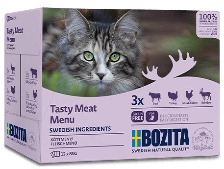 Bozita kačių ėdalo gabaliukai padaže su mėsa Multibox - šlapias kačių ėdalas - 12 x 85 g