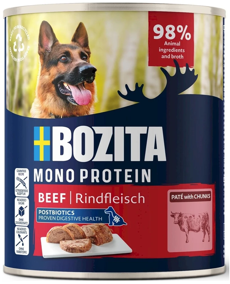 BOZITA Monoprotein Pate jautiena – drėgnas ėdalas šunims – 800g