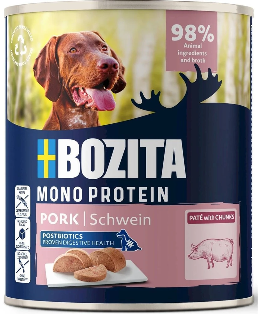 BOZITA Monoprotein Pate Pork – drėgnas ėdalas šunims – 800g