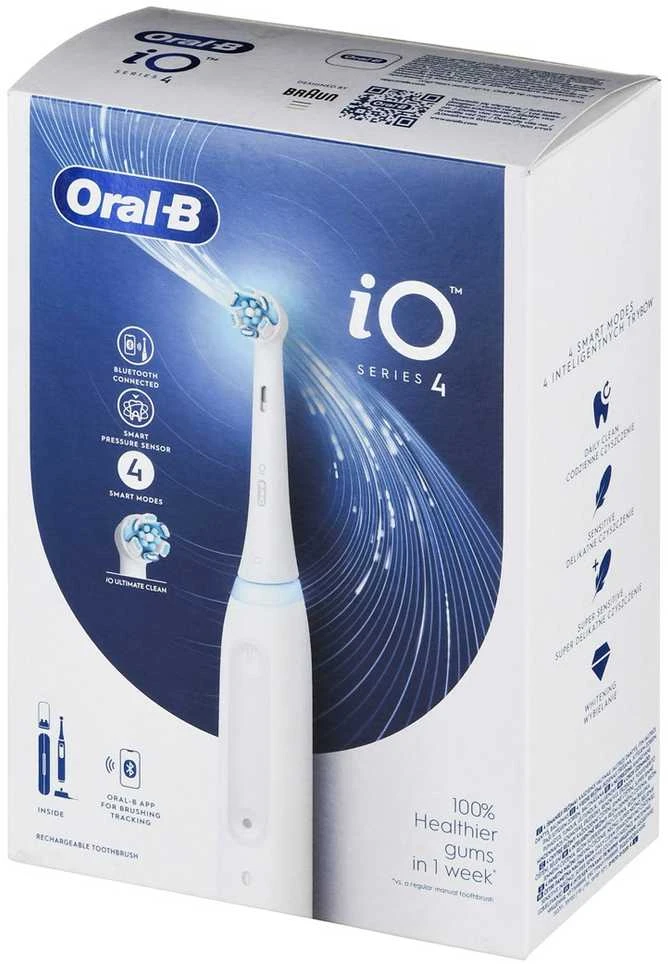 Braun Oral-B iO4 elektrinis dantų šepetėlis baltas Quite Baltas
