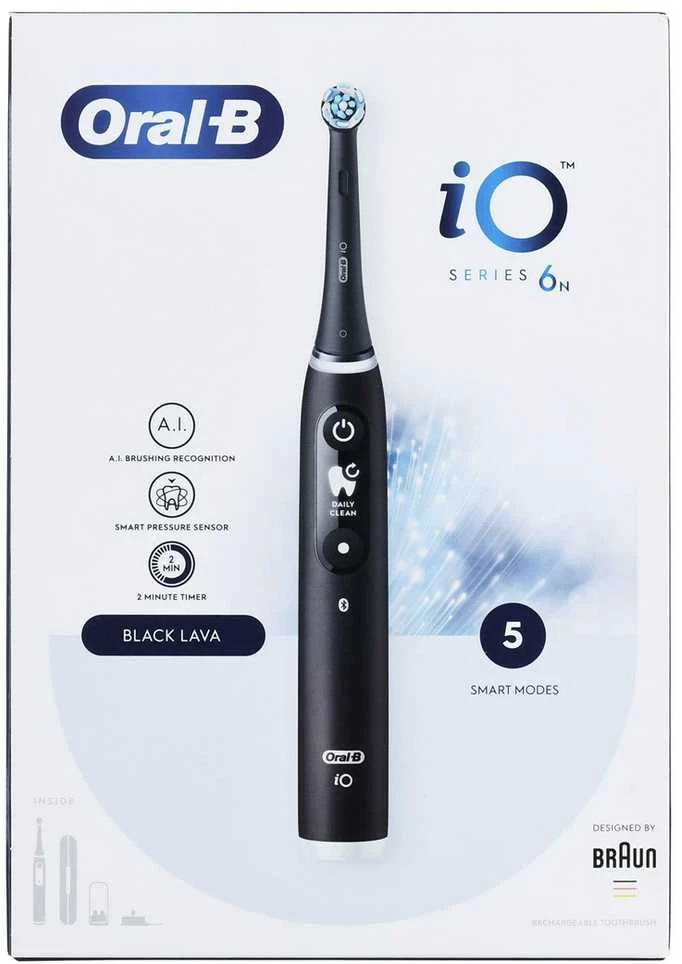 Braun iOM6.1B6.3DK Oral-B iO6 Elektrinis Dantų Šepetėlis Juodas Onyx