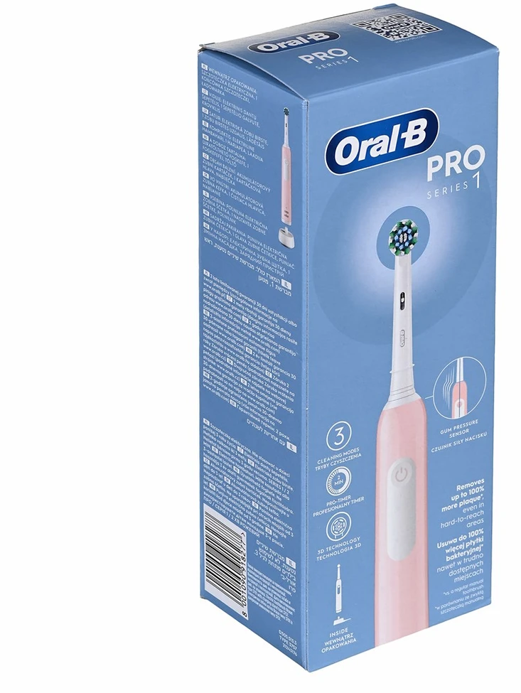 Oral-B Braun D305.513.3 Pro Series 1 Elektrinis Dantų Šepetėlis Rožinė Cross Action