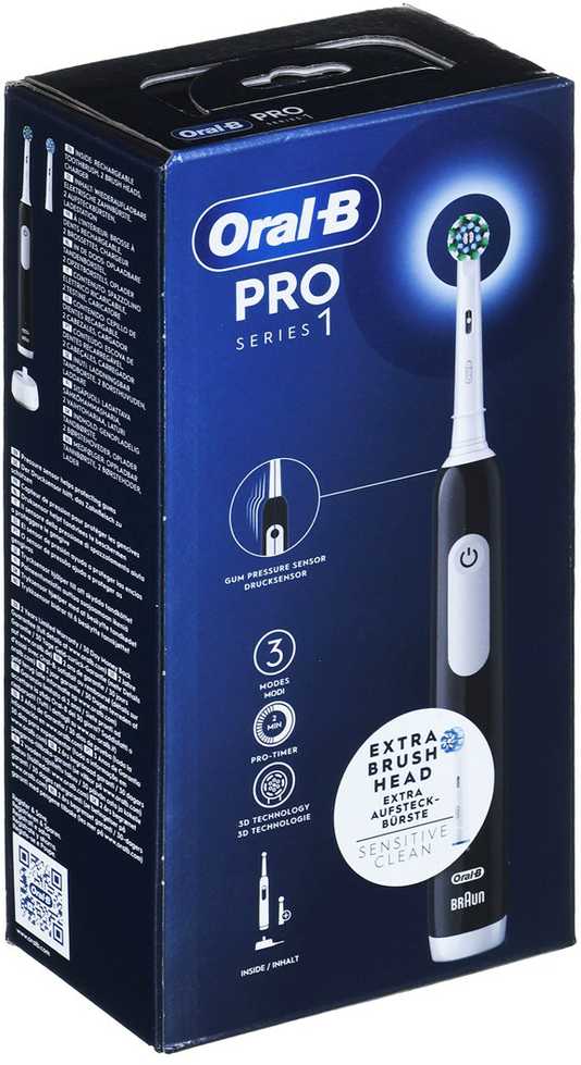 Braun Oral-B Oscillating Dantų šepetėlis | Pro Series 1 | Įkraunamas | Suaugusiems | Šepetėlių skaičius galvutės įeina 2 | Number of teeth brushing modes 3 | Juodas/Baltas