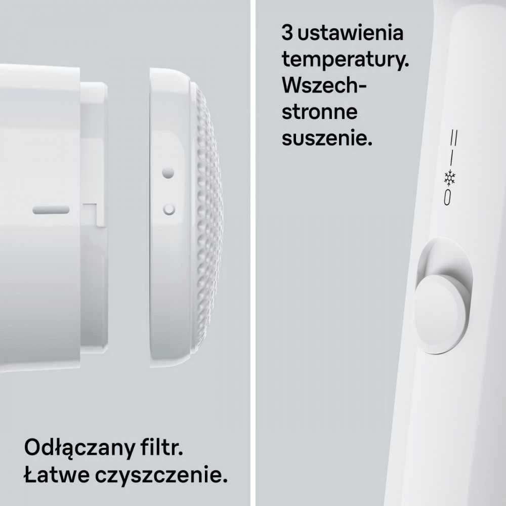 Braun Haircare Sveikata ir asmeninė priežiūra - Braun Plaukų džiovintuvas HD1 55 1800W, 2 Šilumos Nustatymai, Šalto Oro Funkcija, Balta