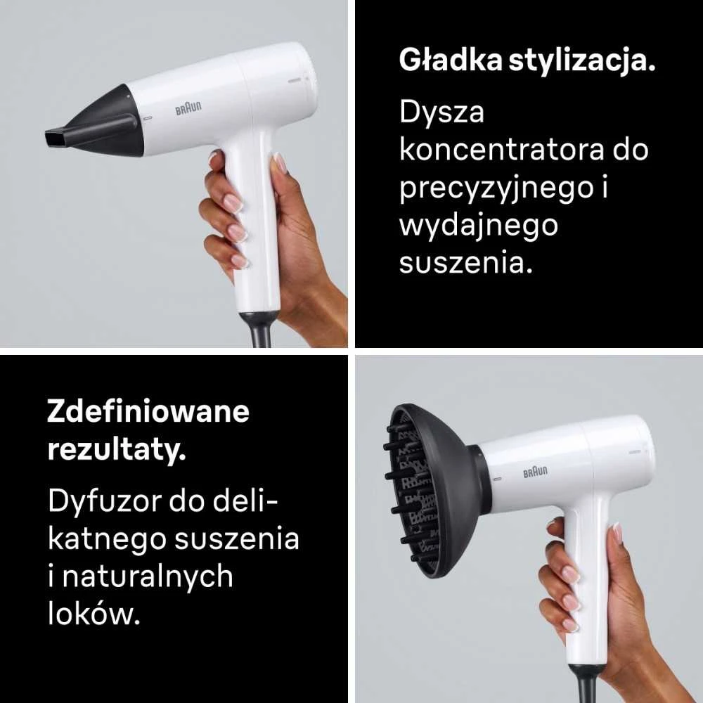 Braun Haircare Sveikata ir asmeninė priežiūra - Braun Plaukų džiovintuvas HD1 55 1800W, 2 Šilumos Nustatymai, Šalto Oro Funkcija, Balta