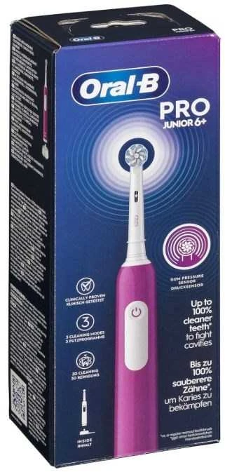 Oral-B Elektrinis dantų šepetėlis | Pro Junior 6+ | Įkraunamas | For children | Šepetėlių skaičius galvutės įeina 1 | Number of teeth brushing modes 3 | Violetinė