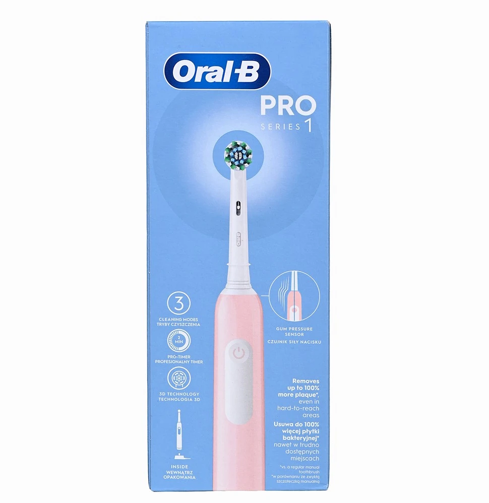 Oral-B Braun D305.513.3 Pro Series 1 Elektrinis Dantų Šepetėlis Rožinė Cross Action