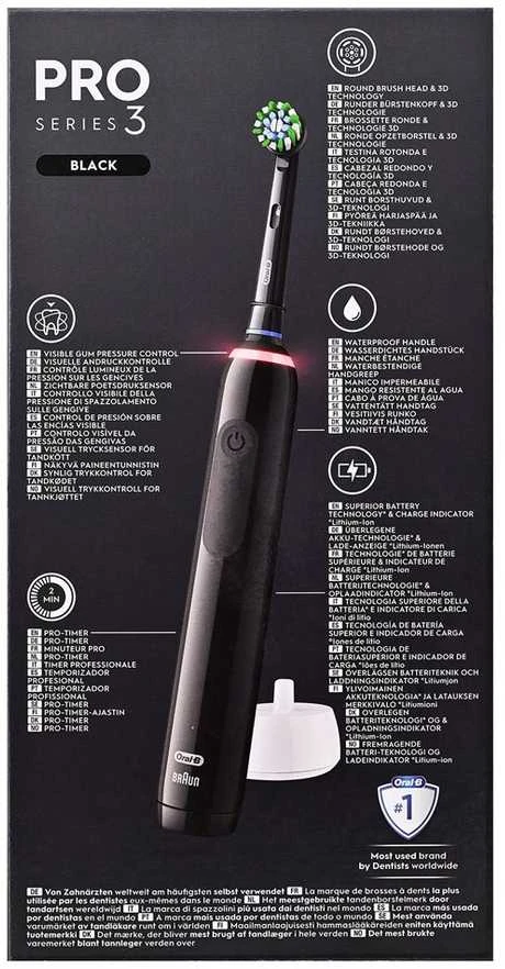Braun Oral-B Pro 3 3000 Cross Action Elektrinis dantų šepetėlis, juodas