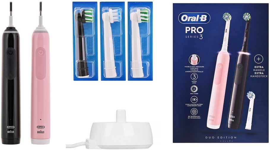 Elektrinis dantų šepetėlis Oral-B Pro 3 3900N, Juodas/Rožinis