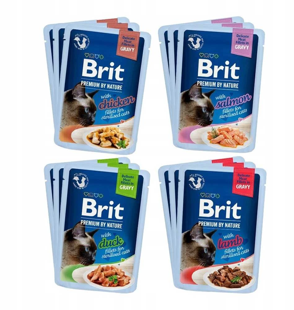 BRIT Premium by Nature Sterilizuotos lėkštės maišeliai su padažu, skonių mišinys - šlapias maistas katėms - 12x85g