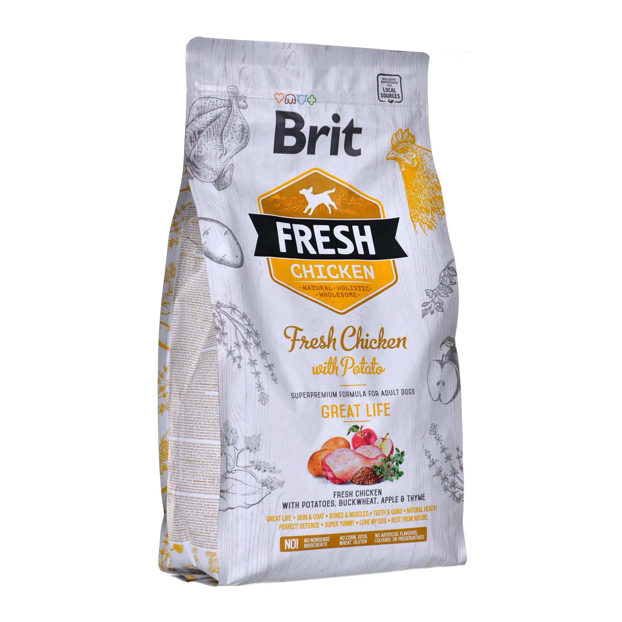 Brit Fresh Dog su vištiena ir bulvėmis Adult 2,5kg