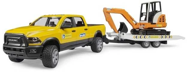 Bruder „Dodge Ram 2500“ servisas su priekaba ir mini ekskavatoriumi